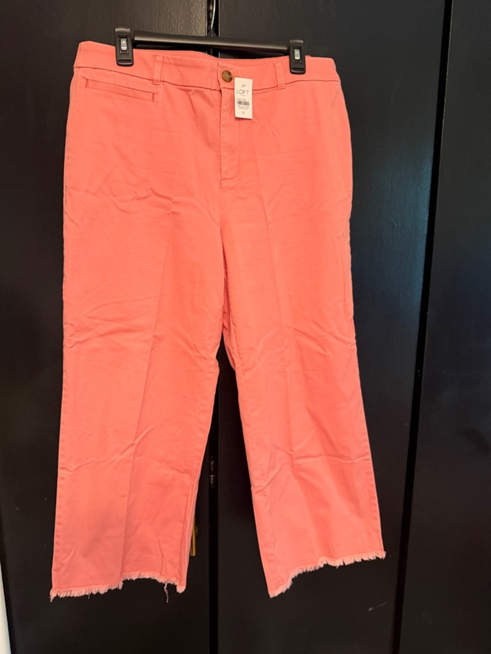 LOFT Coral Straight Crop Pants with Frayed Hem